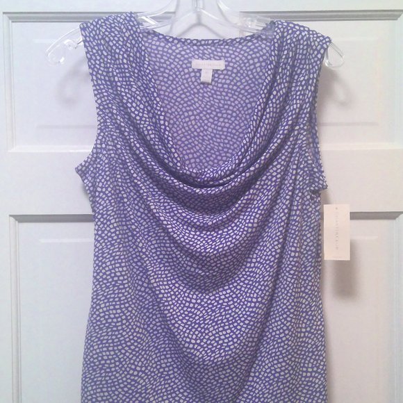 Charter Club NEW with Tags Purple & White Drape Neck Sleeveless Blouse XS - Picture 1 of 6